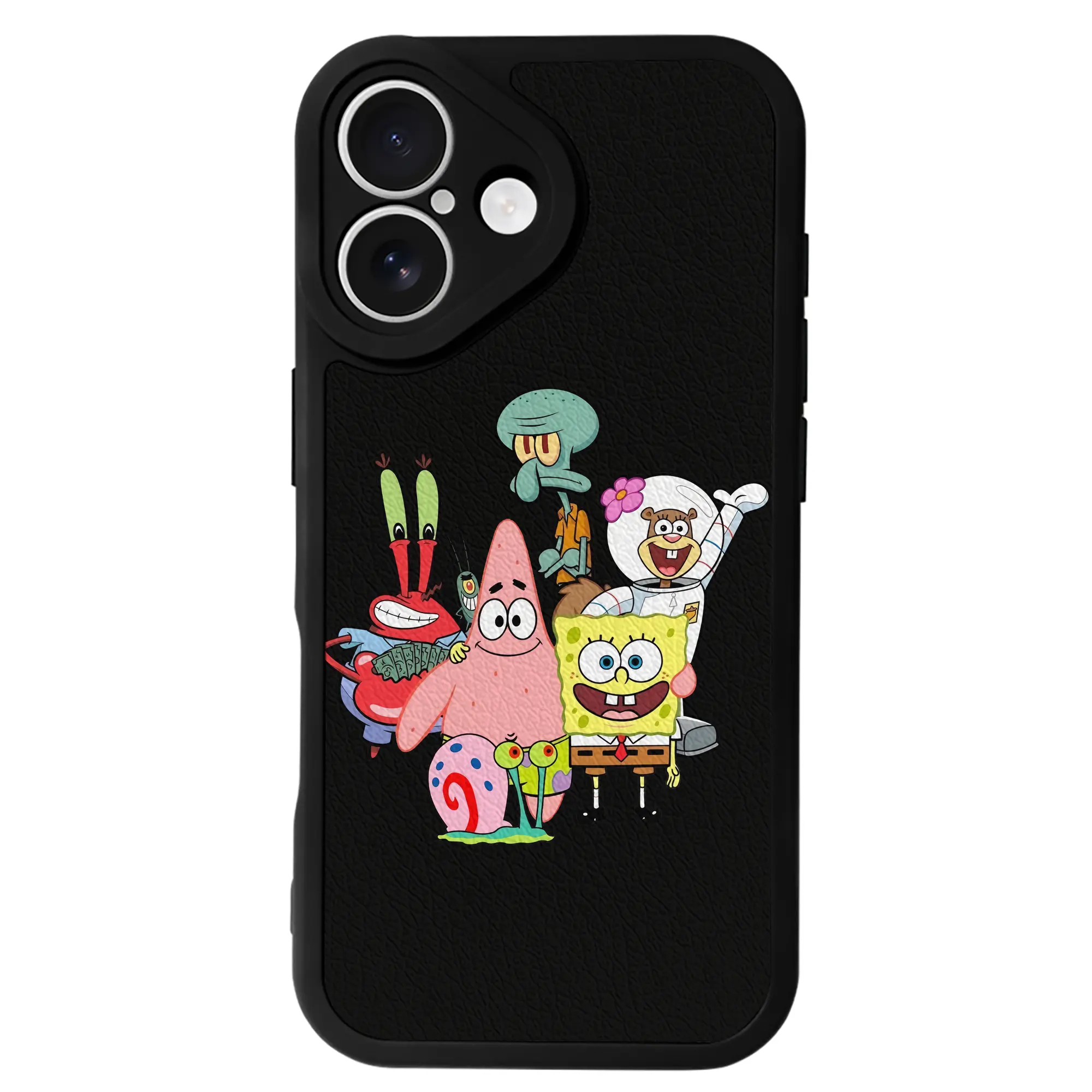 スポンジボブ グッズ パトリック・スター - IPhone 16シリーズ対応 ・ シリコンスマホケース ・ レザー調 ・ 高精度フィット ・ 耐衝撃 ・ ワイヤレス充電対応 ・ 精密カット